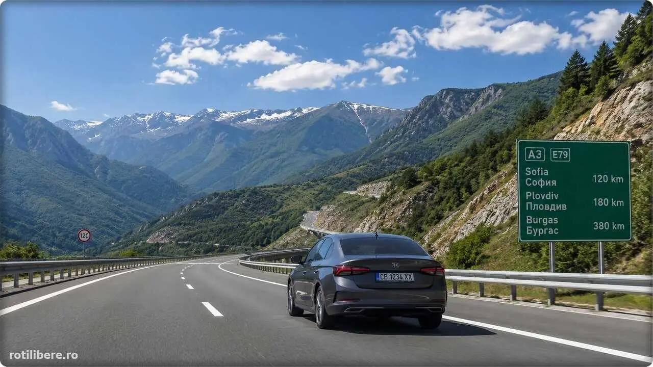 Vacanță cu mașina în Grecia – traseu auto prin Bulgaria cu peisaj montan și autostradă.